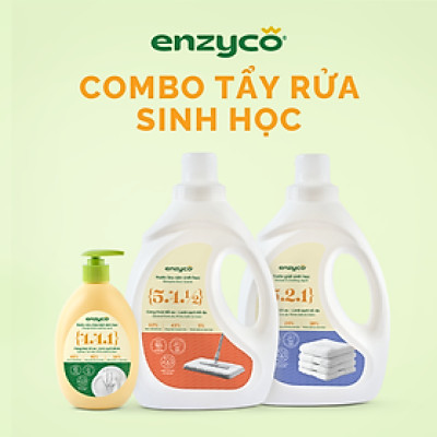 Combo Tẩy Rửa Sinh Học ENZYCO -  Nước Lau Sàn 2L, Nước Rửa Bát 465ml, Nước Giặt 2L