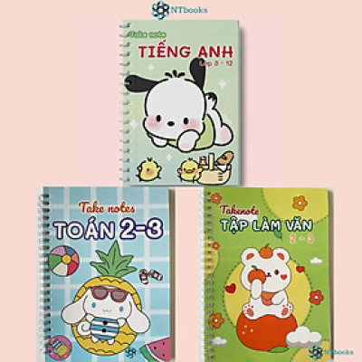 Sách Takenote lớp 2-3: Toán + Tập Làm Văn + Tiếng Anh 3-12 khổ A5 (Phiên Bản Mới Nhất)