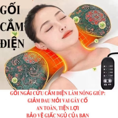 GỐI NGÃI CỨU XÔNG BẤM ĐIỆN CẢI THIỆN SỨC KHỎE CHO GIẤC NGỦ NGON MẪU MỚI 