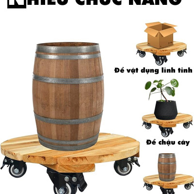 Đế Kê Chậu Cây Có Bánh Xe ANKAN, R30cm Làm Giá Đỡ Kệ Hoa Cây Cảnh, Màu Vàng Nắng, Chịu Tải 150Kg