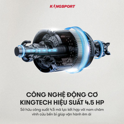 Máy chạy bộ KINGSPORT KS-2035 đa năng, thao tác phím cảm ứng, thiết kế sang trọng cứng cáp, kèm đai massage và thanh gập bụng, cân nặng phù hợp từ dưới 90-95kg