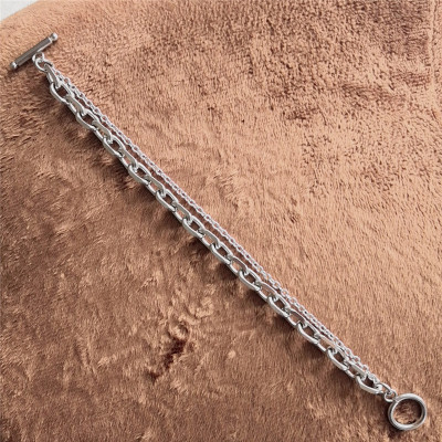 Vòng tay hai lớp phiên bản Hàn Quốc bằng thép titan niche khoá OT hip hop cá tính