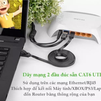 Ugreen UG11235NW104TK 1M màu Đen Cáp mạng LAN CAT6 UPT cáp dẹp - HÀNG CHÍNH HÃNG