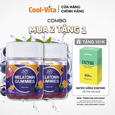Combo 2 Hộp Kẹo Dẻo Melatonin Hỗ Trợ Giấc Ngủ Ngon Sleep Well Gummies & Hỗ Trợ Giảm Căng Thẳng Vị Việt Quất Kết Hợp Vitamin B6 Coolvita – (60 viên x 3g)/hộp