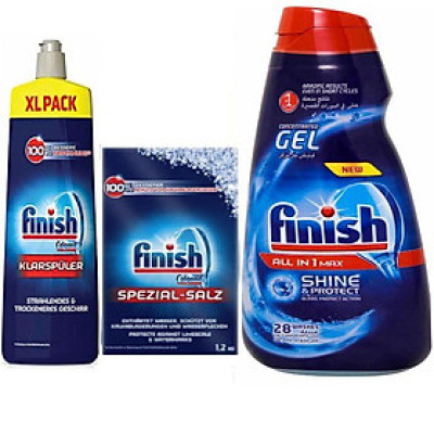 Combo Gel rửa bát 650ml + Muối Finish 1.2kg + Nước làm bóng bát Finish 750ml000