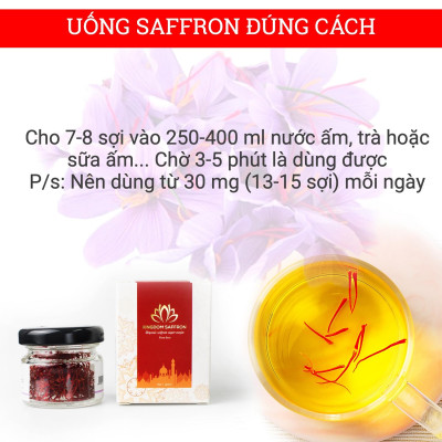 Combo 10 hộp (hộp/1gr) saffron Kingdom Herb, nhụy hoa nghệ tây Iran chính hãng super negin thượng hạng - Tặng táo đỏ Tân Cương 55g, bình nước và nhíp gắp