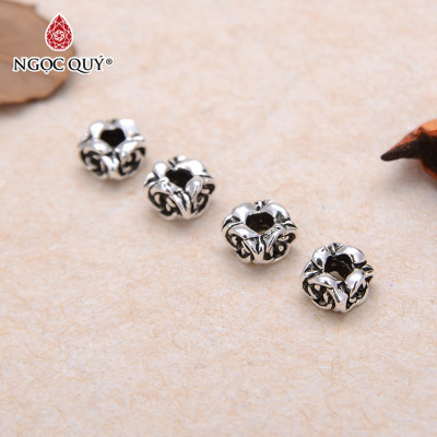 Combo 4 cái charm bạc chặn hạt hoa xỏ ngang - Ngọc Quý Gemstones