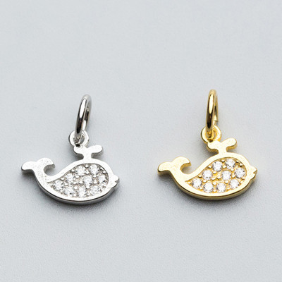 Combo 2 cái charm bạc mặt hình cá voi nhỏ treo 2 - Ngọc Quý Gemstones