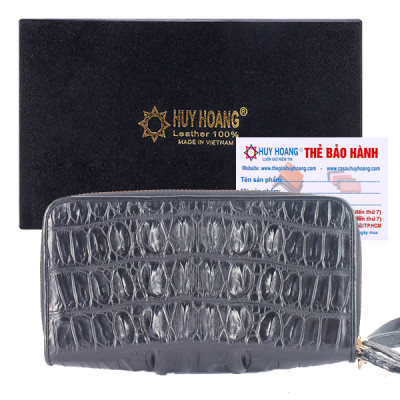  Bóp nữ da cá sấu Huy Hoàng 2 khóa gai màu vàng bò, đen, nâu đỏ, nâu đất HT3208-09-10-16