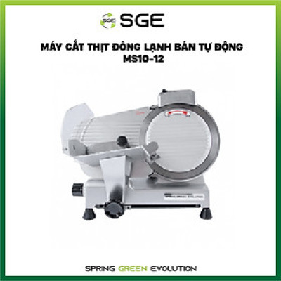 Máy thái thịt, thịt đông lạnh, thái rau củ bán tự động MS10, hàng chính hãng SGE Thailand. Phù hợp dùng cho nhà hàng, hộ kinh doanh thực phẩm, siêu thị.
