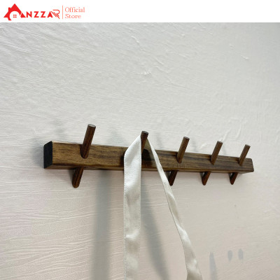 Móc Treo Quần Áo Gắn Tường Màu Nâu Rustic- Móc Gỗ Treo Quần Áo Anzzar - Móc Treo Tường Gỗ Tự Nhiên-M01