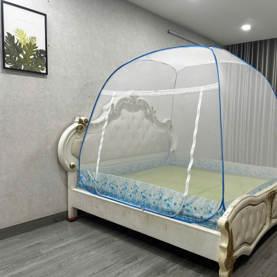 Màn Chụp , Mùng Chụp Cao Cấp Mộc Miên Đỉnh Rộng - Kích Thước 1,8mx2m Trắng Viền Xanh ( Hà Nội )