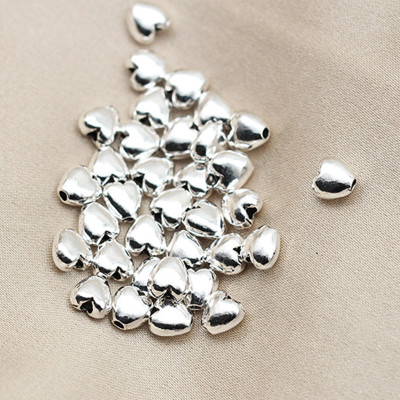 Combo 5 cái charm bạc trái tim xỏ ngang - Ngọc Quý Gemstones