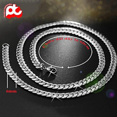 Dây chuyền cao cấp thép không gỉ titan nam đẹp lặc khít chạm 2 bên trangsucpt kích cỡ 6mm PTDCNA56