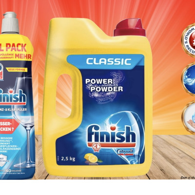Combo bột rửa bát finish 2.5 kg và chai nước làm bóng bát  finish 800ml nhập khẩu chính hãng