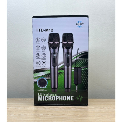 Bộ Micro Không Dây TTD-M12, Màn Hình LED, Chống Hú Tốt, Hát Nhẹ, Sóng Mạnh, Âm Thanh Cực Hay ( Hàng Chính Hãng )