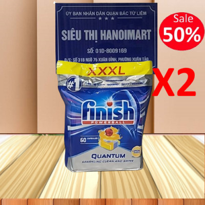 Combo 2 túi Viên rửa bát Finish Quantum 12 in 1 loại 60 viên ( 60X2=120 Tabs )