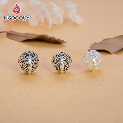 Charm xỏ ngang hạt hoa tiết hoa văn - Ngọc Quý Gemstones