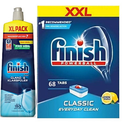 Combo Viên rửa bát Finish 68 viên+Nước làm bóng finish 800ml dùng cho máy rửa bát
