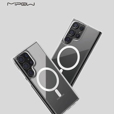 Ốp lưng trong suốt sạc từ tính Mipow Qi2 Tempered Transparent cho Samsung Galaxy S25 Ultra (Bayer Germany Chống Ố Vàng)_ Hàng Chính Hãng