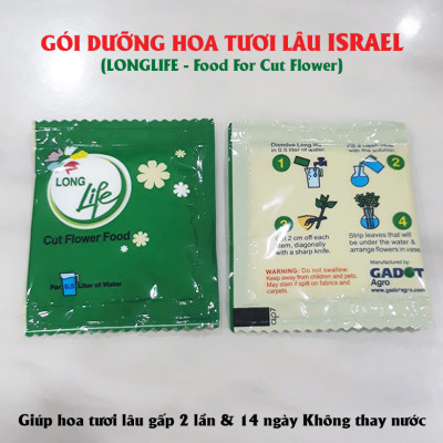 Dinh Dưỡng Giữ Hoa Hồng cắm bình Lâu Tàn - Food For Cut Flowers (Set 50 gói loại 5gr) giúp hoa luôn tươi mớ, cứng cáp gấp 2 lần và trong 14 ngày không thối nước hay cắt tỉa gốc hoa, nhập khẩu Israel