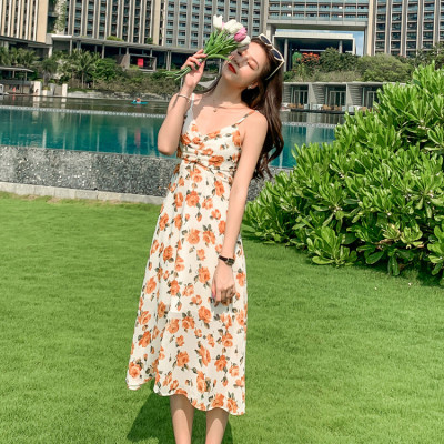 Đầm maxi 2 dây dễ mặc, chất voan mềm mát, họa tiết hoa vàng nhẹ nhàng nữ tính | MX057