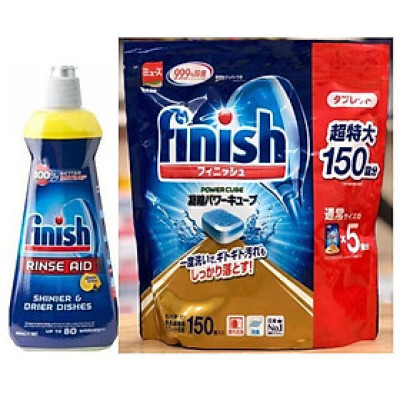 Combo Nước làm bóng Finish 400ml+ Viên rửa chén Finish 150 viên ( hàng chính hãng )