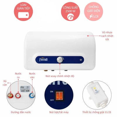 Máy nước nóng gián tiếp Ferroli QQ AE 30 lít (2500W)-hàng chính hãng