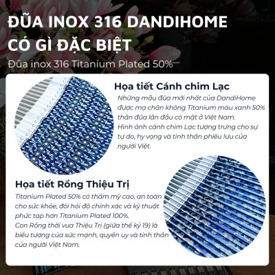 Hộp quà tặng đũa inox 316 DandiHome cao cấp mạ Titanium Plated