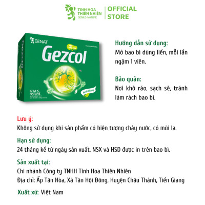 Combo 3 hộp 100 viên - Kẹo thảo mộc Gezcol - Kẹo Genat Gừng - Kẹo ngậm Chanh sả - Genat - Tinh hoa thiên nhiên