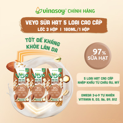 Thùng Veyo Sữa hạt 5 loại cao cấp (30 hộp x 180ml)