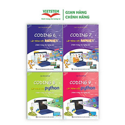Combo 4 sách hướng dẫn học lập trình Scratch và Python cho học sinh THCS