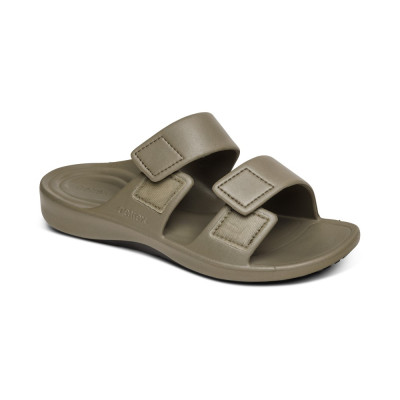 Dép quai ngang sức khỏe nam Aetrex Lynco Milos Army - Dép nâng vòm chân, đế đúc siêu nhẹ