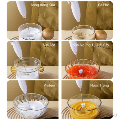 Máy Đánh Trứng, Đánh Sữa Và Tạo Bọt Cafe Cầm Tay Di Động 3 Tốc Độ Sử Dụng Pin Sạc Cao Cấp - Hàng Nhập Khẩu