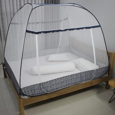 Màn Chụp , Mùng Chụp Đỉnh Rộng Cao Cấp Mộc Miên - Hoạ Tiết Chiếc Lá Viền Xanh Đen ( Hà Nội )