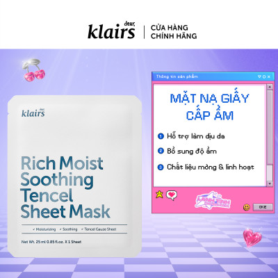 Combo 5 Mặt nạ giấy Dear Klairs Rich Moist Soothing Tencel Sheet Mask 25 ml