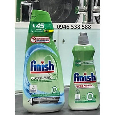 Combo xà phòng Gel rửa bát Finish 1500ml + 1000ml Nước làm bóng alio dùng cho máy rửa bát chén