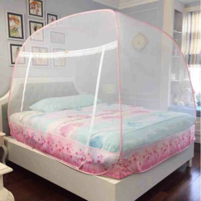 Màn Chụp , Mùng Chụp Cao Cấp Mộc Miên - Mẫu Trắng Viền Hồng Hoa Lá ( Hà Nội )