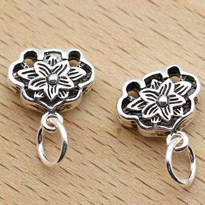 Combo 2 cái charm bạc hình túi họa tiết hoa treo - Ngọc Quý Gemstones