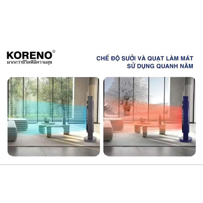 Sưởi gốm Koreno ,có điều khiển, không khô da,không chói mắt hàng chính hãng