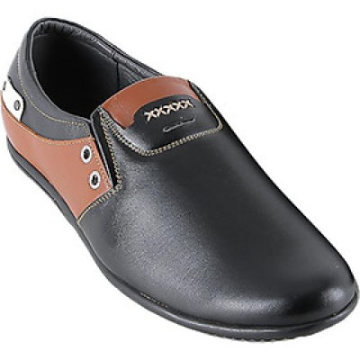 Giày Mọi Nam Da Bò Cao Cấp Màu Đen Phối Da HC7783