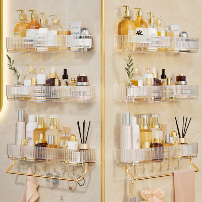 Kệ Dán Tường Đựng Vật Dụng Nhà Tắm , Nhà Bếp Có Thanh Treo Khăn Và Móc Dán Treo Đồ Tiện Lợi - Hàng chính hãng (Giao màu ngẫu nhiên)