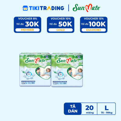 Combo 2 Tã Dán Người Lớn SunMate XA2 mới size L-10 miếng