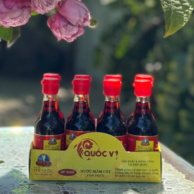 Lốc 8 Chai Nước Mắm Cốt Phú Quốc - Quốc Vị 60ml Độ Đạm Chai Thủy Tinh 40N Cá Cơm