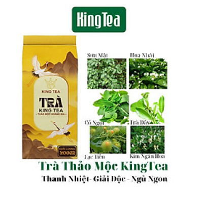 Trà Thảo Mộc Kingtea 200g Tốt Cho Người  Đau Dạ Dày, Ổn Định Huyết Áp, Hạ Men Gan , Mỡ Máu Và Ngăn Ngừa Ung Thư Giúp Ngủ Ngon