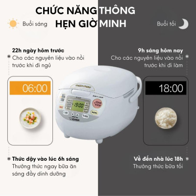 Nồi cơm điện tử Zojirushi 1L NS-ZAQ10-WZ, công suất 610W, sản xuất tại Nhật Bản, bảo hành 3 năm|HÀNG CHÍNH HÃNG