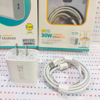 Bộ sạc nhanh LI-TOP GaN AT17 chân Type C công suất PD 30W, có chứng nhận 3C tiêu chuẩn quốc gia, hàng chính hãng bảo hành 12 tháng