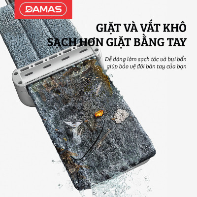 Cây lau nhà tự vắt thông minh tự gấp gọn , chổi lau xoay 360 độ dễ dàng len lỏi vào các vị trí khó lau -  Thiết kế nhỏ gọn, tiện dụng, tiết kiệm không gian khi cất giữ, có thể dựng đứng độc lập mà không cần đến thanh kẹp tường - DAMAS Pro M232