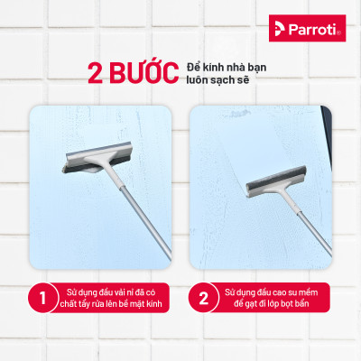 Cây lau kính, gạt chùi kính đa năng 2 đầu trong 1 - Parroti Shiny SN01