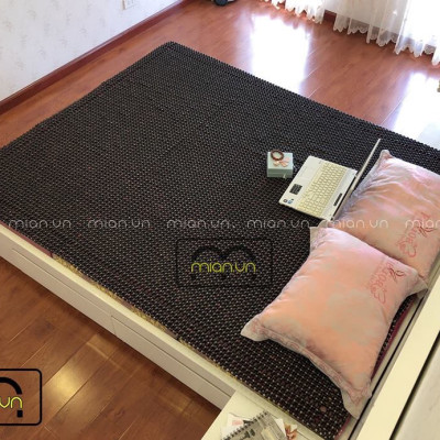 Chiếu Hạt Gỗ Mun Cao Cấp - Kích Thước 1,2mx1,9m hạt 1.2cm ( video , hình thật )